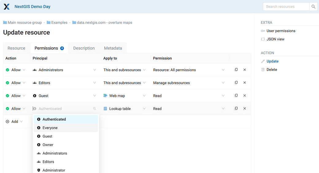 Control access with flexible permissions