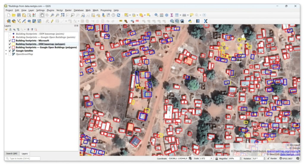 Buildings in QGIS