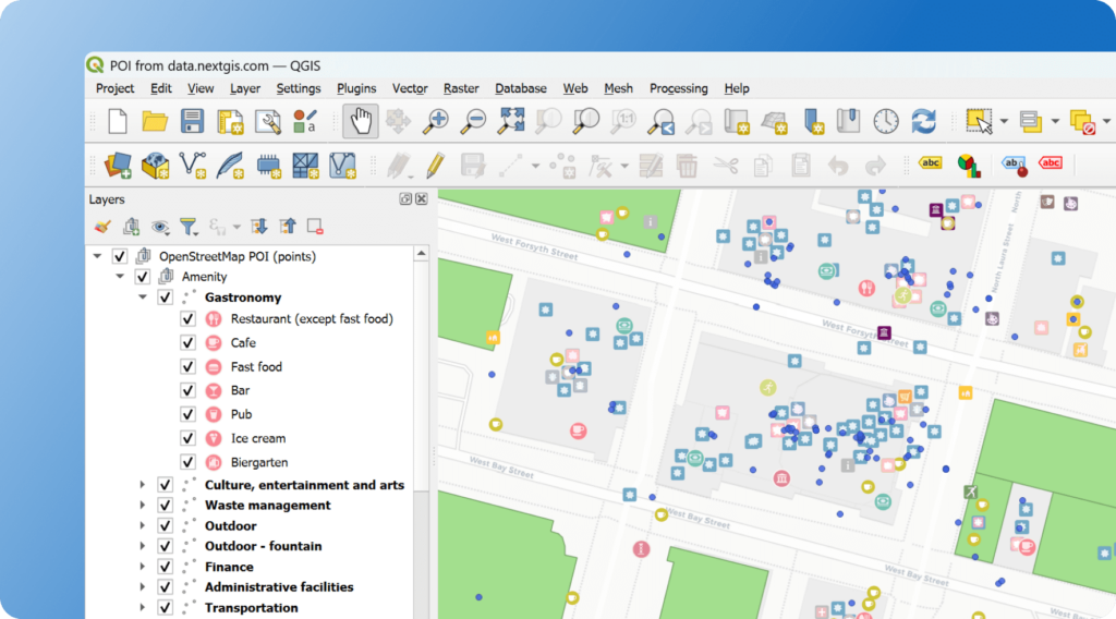 POI dataset in QGIS