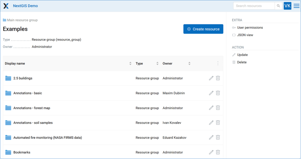 Administrative interface