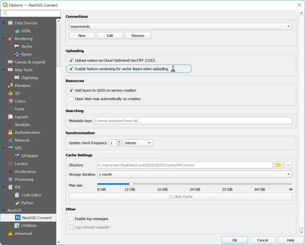 Versioning settings in QGIS